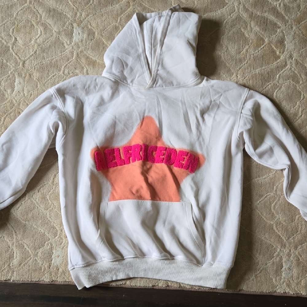 Aelfric Eden White and Pink Casual Hoodie,size S